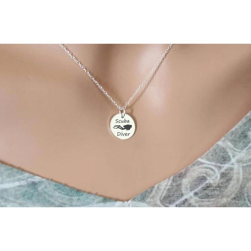 Sterling Silver Customizable Scuba Diver Necklace View 3